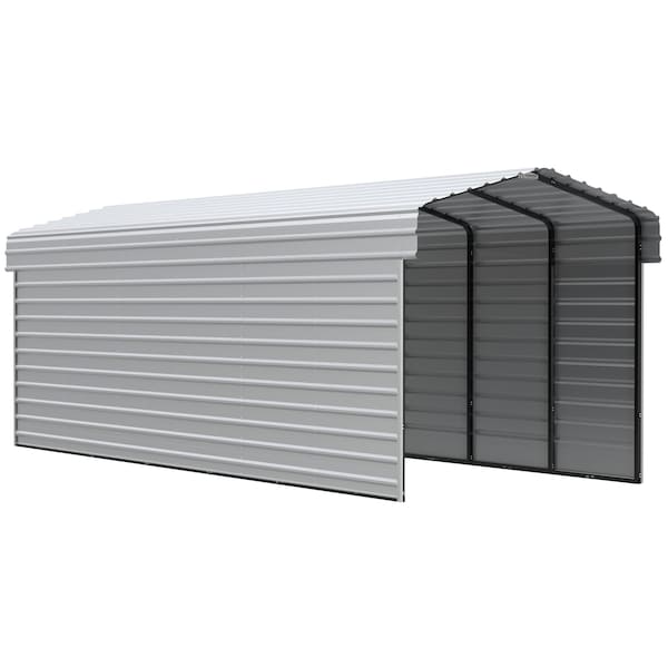 Arrow Storage Products Galvanized Steel Carport, W/ 2-Sided Enclosure, Compact Car Metal Carport Kit, 10'x29'x9', Eggshell CPH102909ECL2 - main